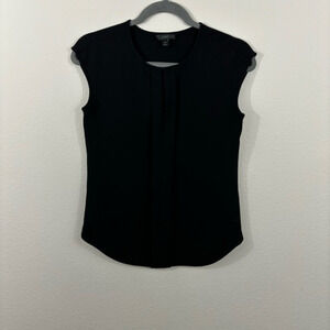J. Crew Black Sleeveless Career Blouse Sz 0P Business Closet Staple Basic Sleek